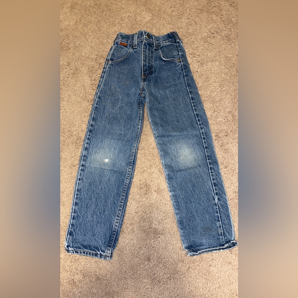 Rustler Blue Straight Jeans with Vintage Distressing